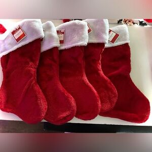 5 New Classic Red & White Christmas Stocking BUNDLE